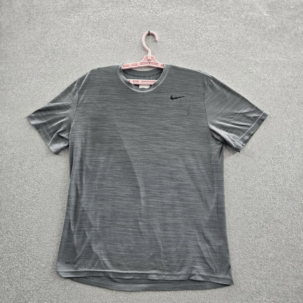 Nike Men Shirt L Blue Activewear Logo Short Sleeve‎
